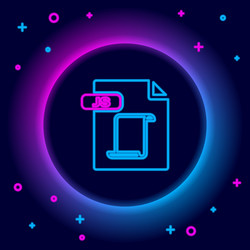 glowing neon line js file document download vector image