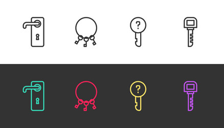 set line door handle bunch of keys undefined vector image