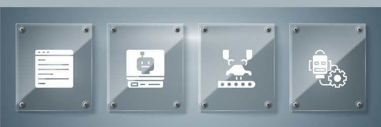 set robot setting robotic arm on factory vector image