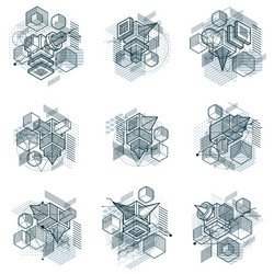 abstract designs with 3d linear mesh shapes vector image