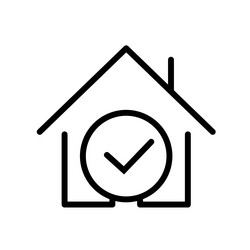 Mortgage approved line icon house with check mark vector