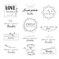 feminine logo hand drawn flowers botanical Vector Image