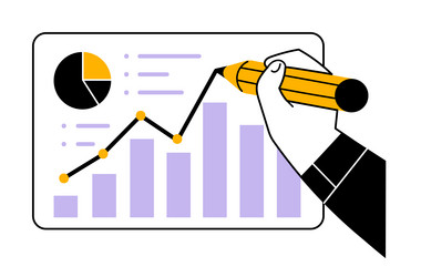 hand draws growing graph presentation with data vector image