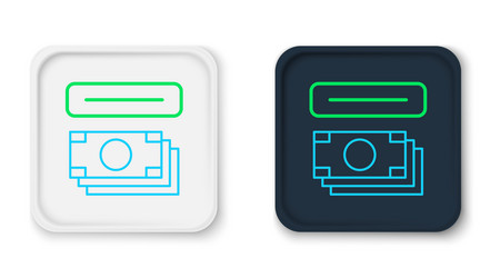 line atm - automated teller machine and money icon vector image