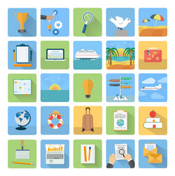 Icons set of traveling and planning a summer vector