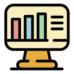 monitor graph chart icon color outline vector image