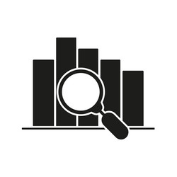 bar chart with magnifying glass solid icon data vector image