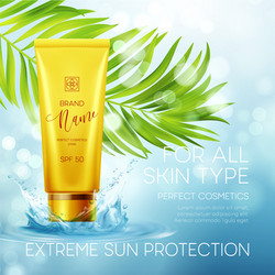 Sunscreen ads template sun protection sunblock Vector Image