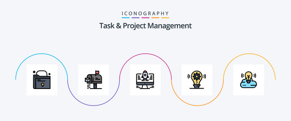 task and project management line filled flat 5 vector image