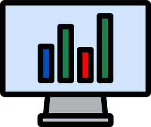 monitor with analytics diagram icon vector