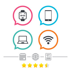 notebook and smartphone icon smart watch symbol vector image