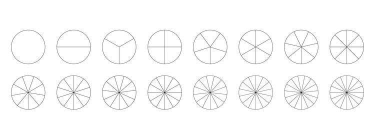 segmented charts pizza chart template set of pie vector image