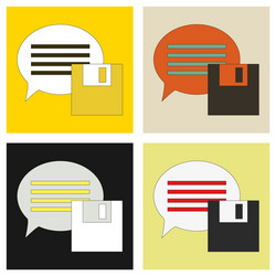 set of flat text message icon speech bubble vector