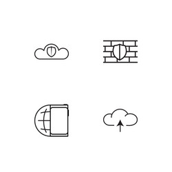 cyber security linear icons set simple outline vector image