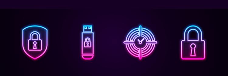 set line shield security with lock usb flash vector image