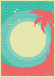 Tropical paradise retro poster background for text vector