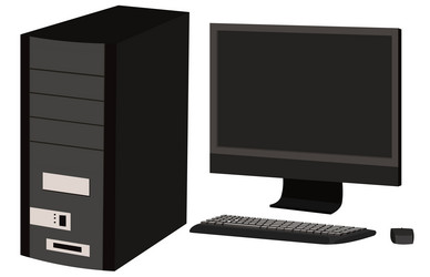 desktop computer setup with monitor keyboard vector image