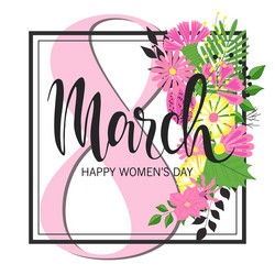 8 march design with flowers international womens vector