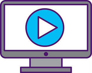 computer desktop with play button vector image