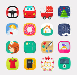 mobile app icons set flat style web user vector image