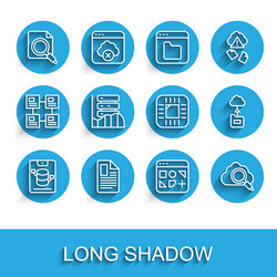 set line server data web hosting file document vector image