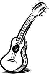 Acoustic Guitar Sketch Vector Image