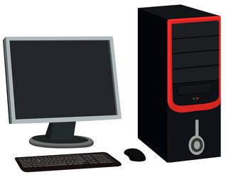 computer setup with monitor keyboard and mouse vector image