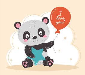 Cute panda with balloon vector