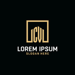 cv initial monogram logo design with square shape vector image