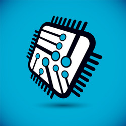 technology cpu design with square microprocessor vector image