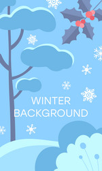 Winter landscape background flat vector