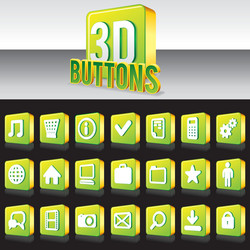 3d shiny green buttons for website or apps vector image