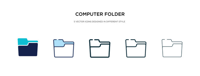 Computer folder icon in different style two vector