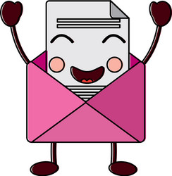 happy message envelope kawaii icon image vector image