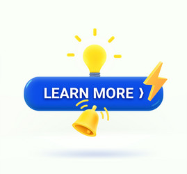 learn more button with icons 3d vector image
