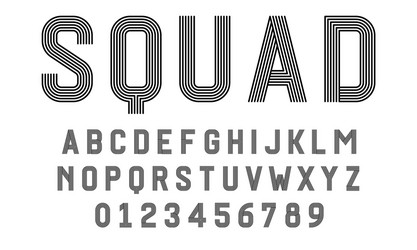 set alphabets font modern design with lines vector image