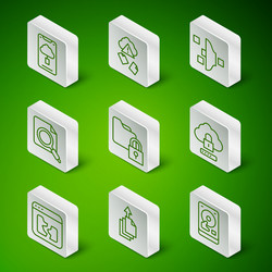 set line hard disk drive hdd data export cloud vector image