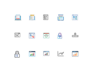 a set of modern flat style interface and ui icons vector image