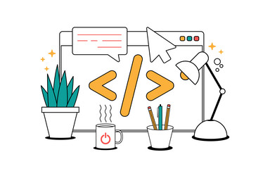 code in the browser icon coding element of cyber vector image