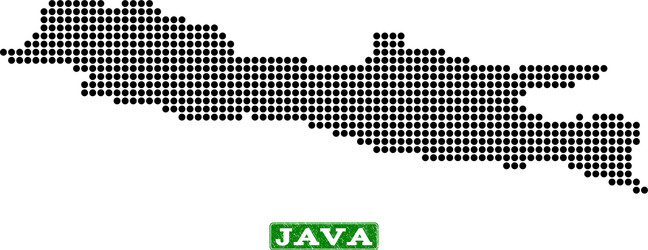 dotted map of java island and grunge rectangle vector image