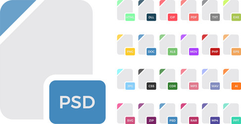 flat colorful file format icons set vector image