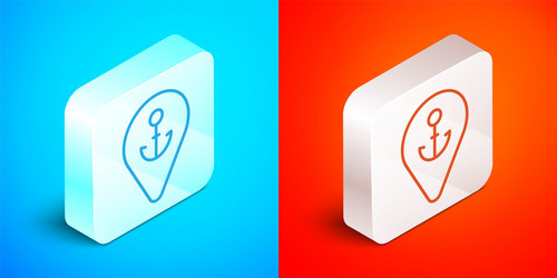 isometric line map pointer with anchor icon vector image