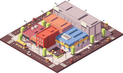 Isometric low poly supermarket Royalty Free Vector Image