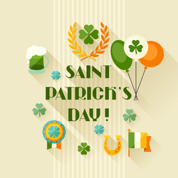 saint patricks day greeting card in flat design vector