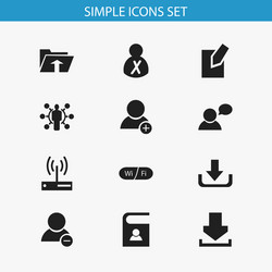 set of 12 editable web icons includes symbols vector image
