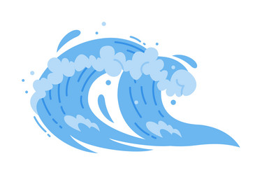 Wave water splash with foam and curve droplet vector