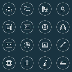 business icons line style set with work man earth vector