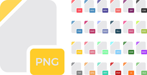 flat colorful file format icons set vector image