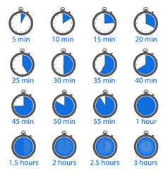 set clocks showing passing minutes and hours vector image