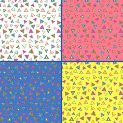 four seamless patterns with colorful triangles vector image